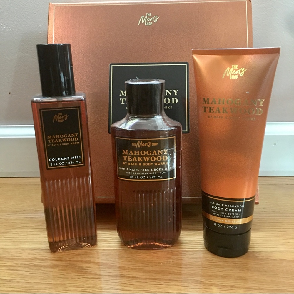 Bath & Body Works Mahogany Teakwood Grooming 3Piece Mens Set - Brown/ Orange
